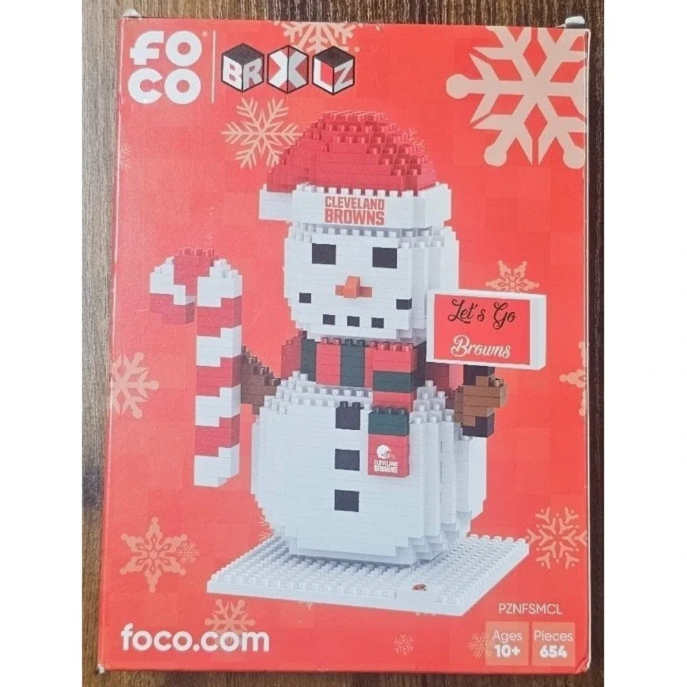 NFL Cleveland Browns BRXLZ Snowman 3-D Puzzle 654 Pieces FOCO Sealed Tape New